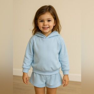 New Balance Sky Blue Hoodie and Shorts Set